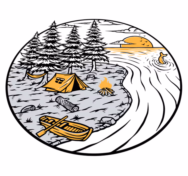 Naravne vinilne preproga s rumenim motivom avtodoma - TenStickers