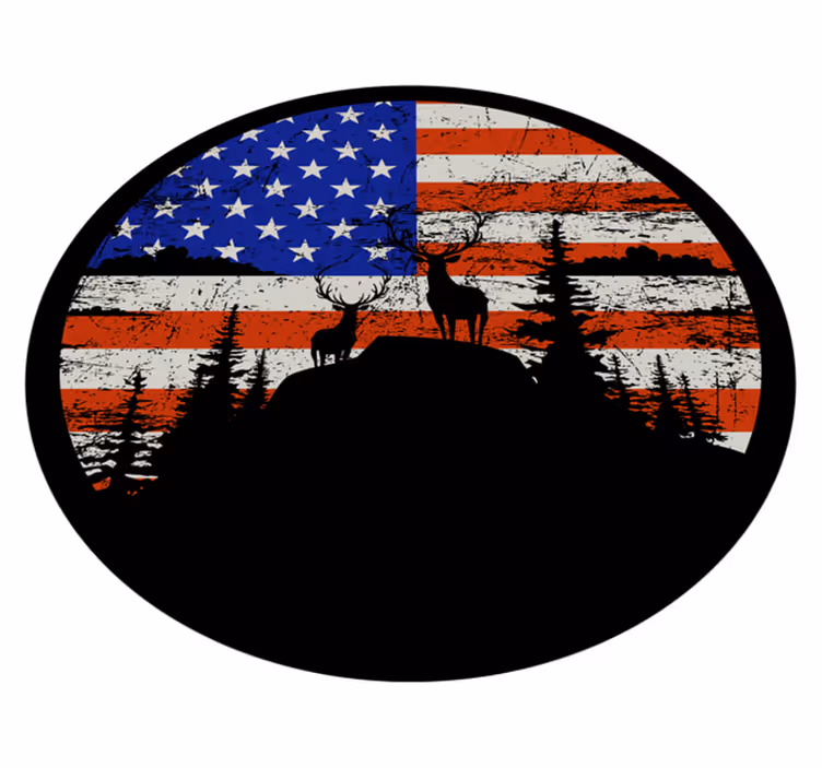 Naravne vinilne preproga silhueta gore z ameriško zastavo - TenStickers