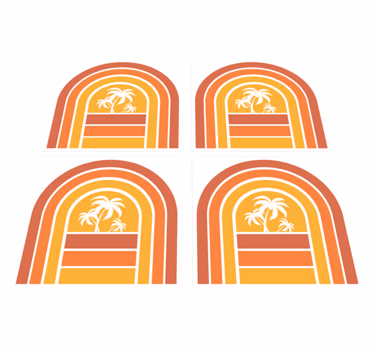 Naravne vinilne preproge retro sončni zahod in palme - TenStickers