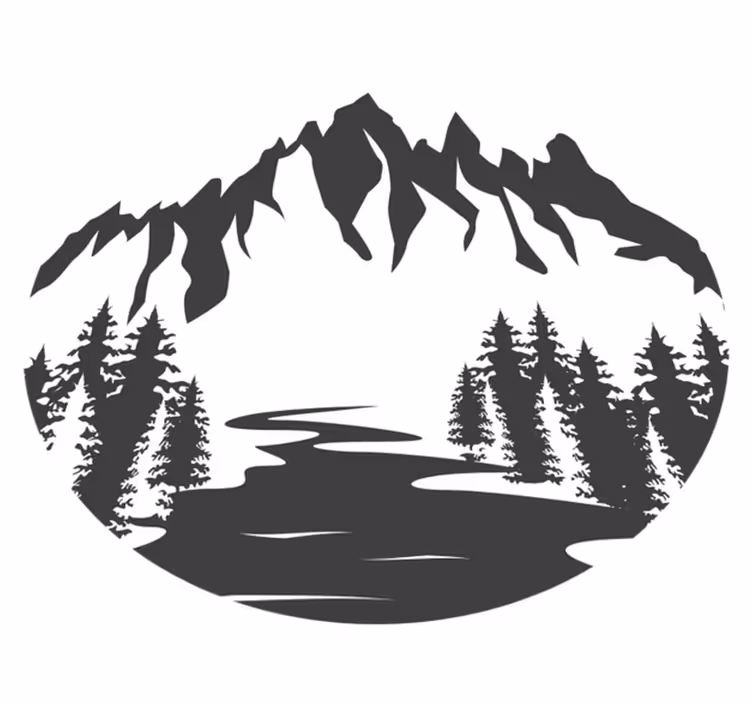 Naravne vinilne preproge silhueta gorskega pokrajina - TenStickers