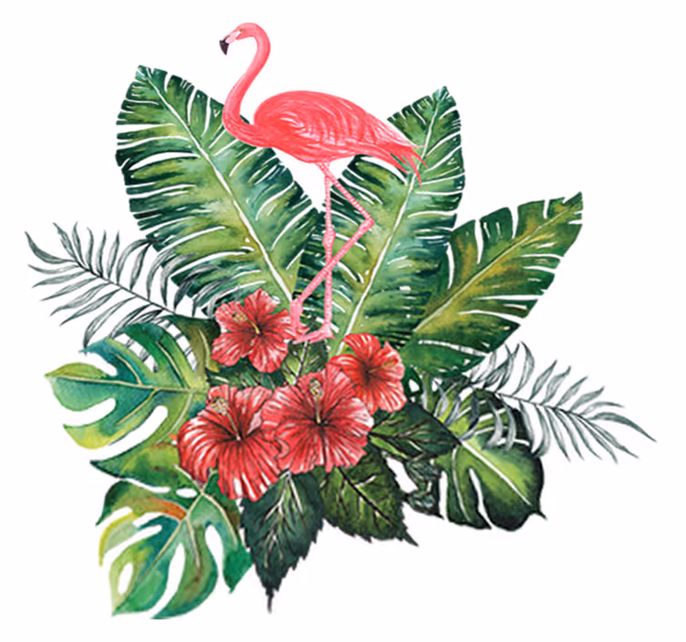 Cvetlična vinilna preproga veliki tropski flamingo - TenStickers
