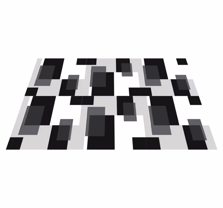 Vinilne preproge z geometrijskimi vzorci v črno-beh blokih - TenStickers