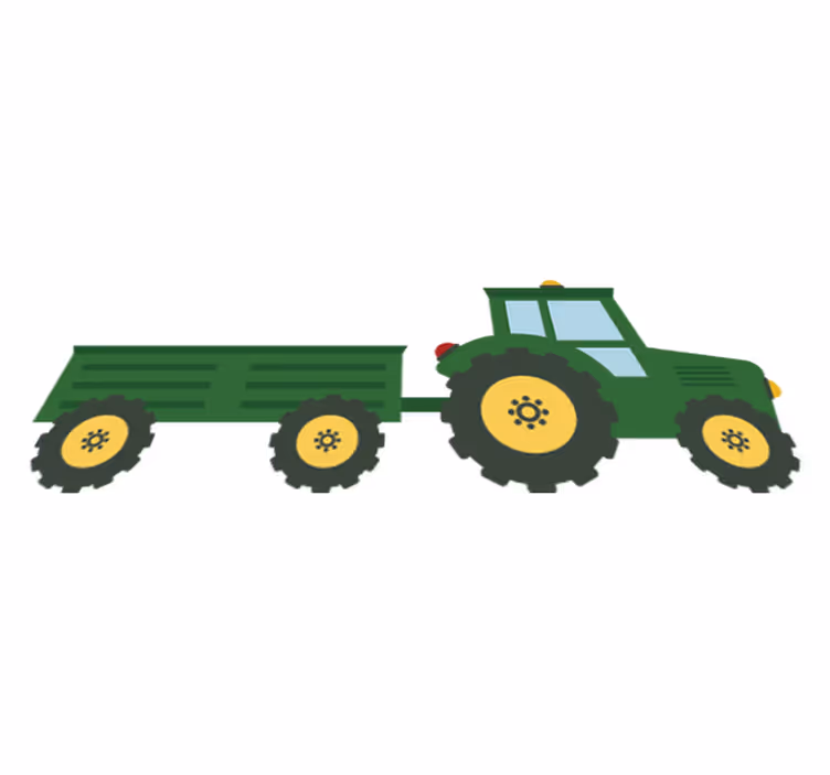 Otroške vinilna preproga zeleni traktor in vagon - TenStickers