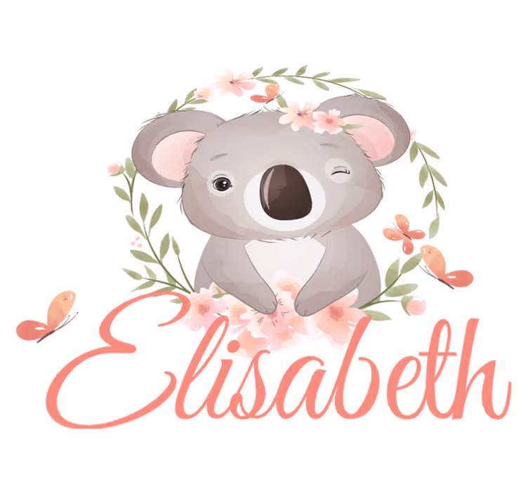 Otroške vinilna preproga cute koale z imenom - TenStickers