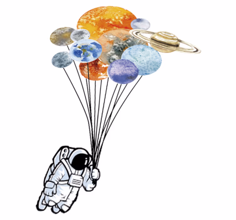 Otroške vinilna preproga astronavt s pisanimi baloni - TenStickers