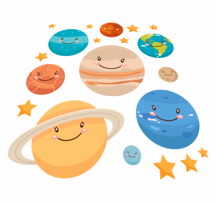 Otroške vinilna preproga nalepke planetov sončnega sistema - TenStickers