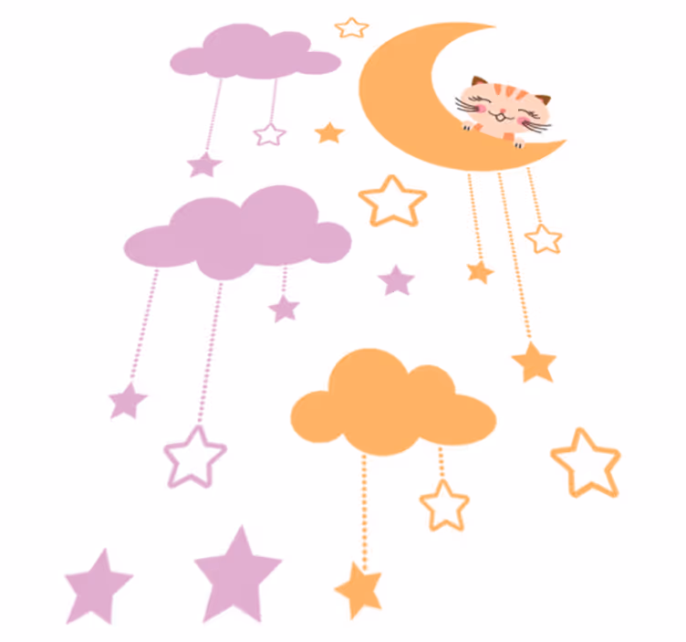 Otroške vinilna preproga luna mačka - TenStickers