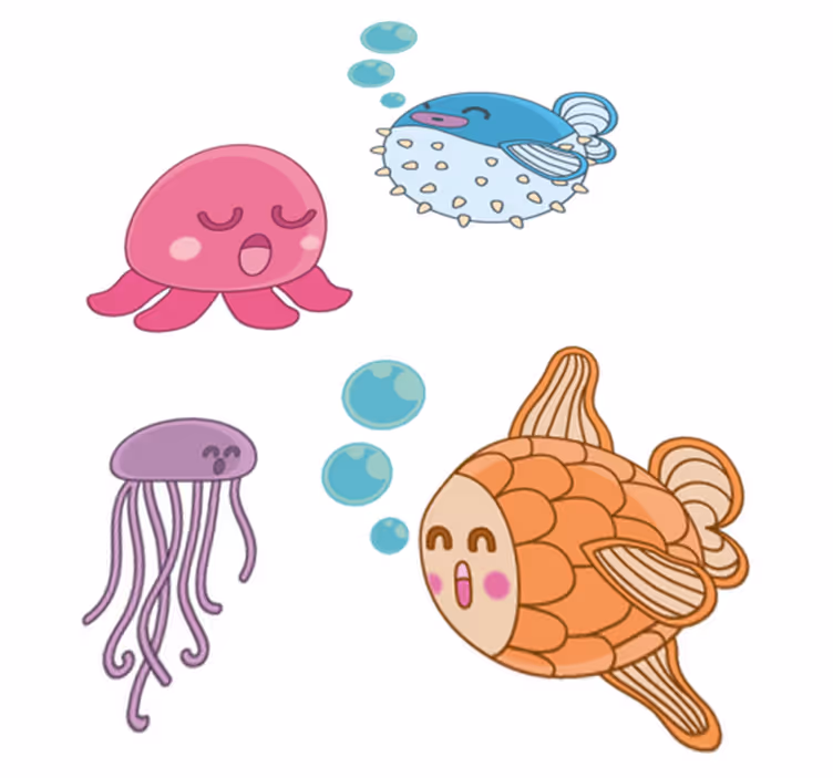 Otroške vinilna preproga z ilustracijami ribic - TenStickers