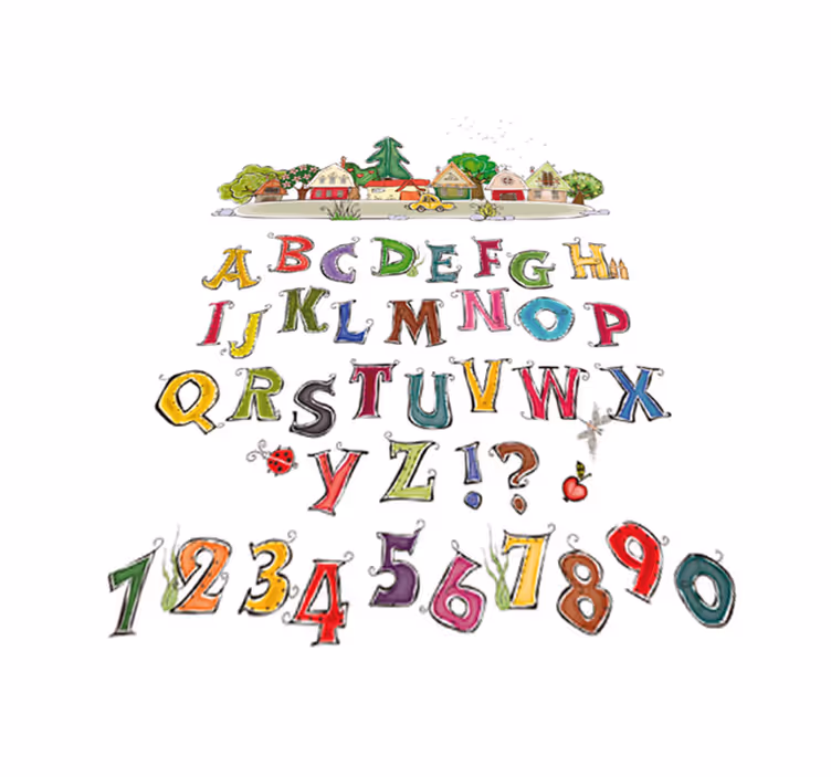 Otroške vinilna preproga barvna abeceda in številke - TenStickers