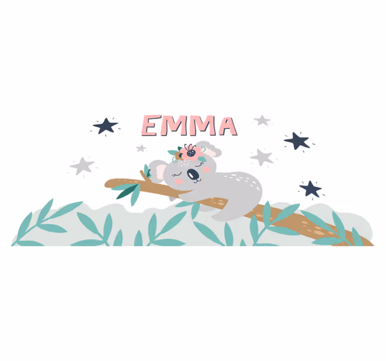 Otroške vinilna preproga ljubka koala za deklico z imenom - TenStickers