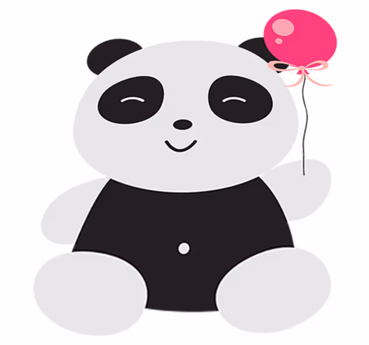 Otroške vinilna preproga panda z roza balonom - TenStickers