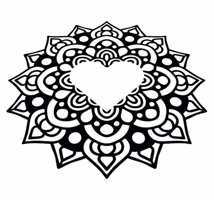 Vinilne preproge za spalnico mandala s srčnim okvirjem - TenStickers