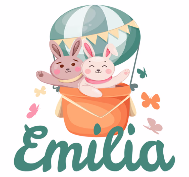 Otroške vinilna preproga po meri zajčki v balonih - TenStickers