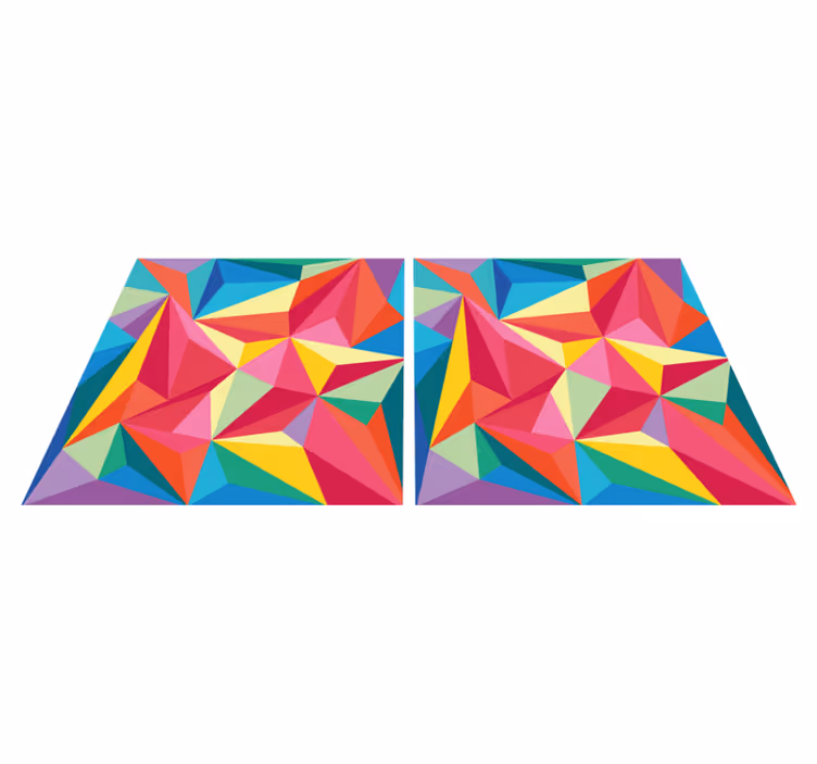Vinilna preproga za kopalnico večbarvna geometrijska slika - TenStickers