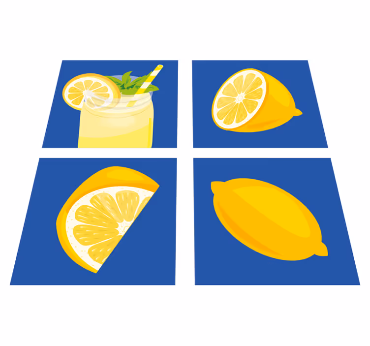 Vinilna preproga za kuhinjo limona tiles - TenStickers