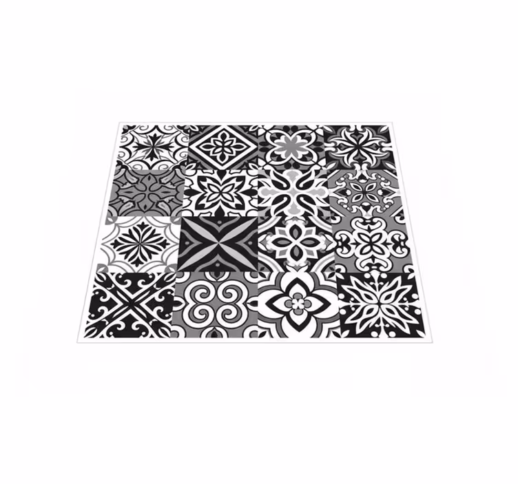 Vinilna preproga za kuhinjo močni črni geometrični kontrasti - TenStickers