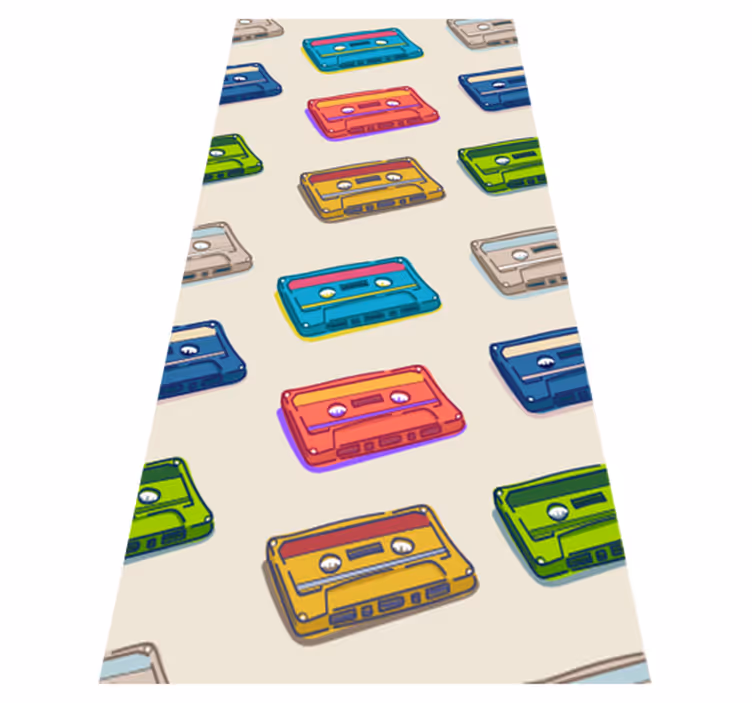 Vinilne preproge za spalnico v retro vzorcu kasetnih trakov - TenStickers