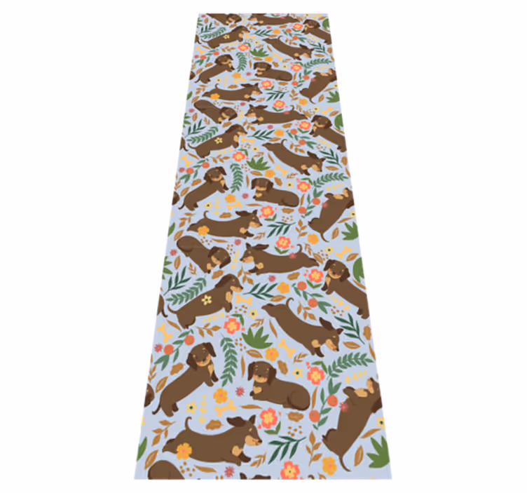 Vinilne preproge za spalnico vzorec dachshund in cvetlice - TenStickers