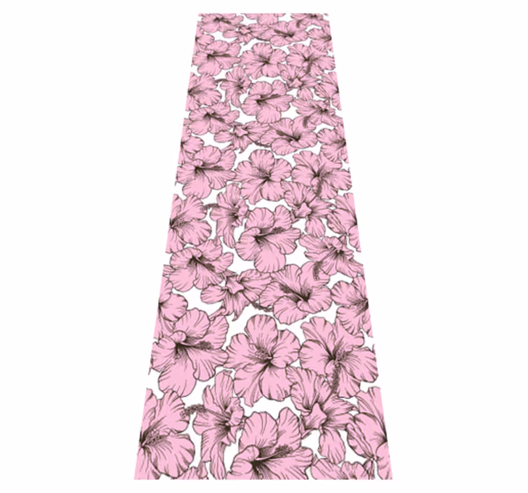 Naravne vinilne preproga vzorec hibiskusa z rožami - TenStickers