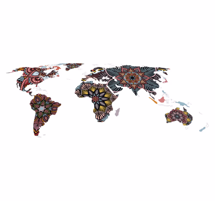 Vinilna preproga z zemljevidom sveta mandala sveta - TenStickers