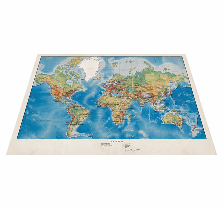 Vinilna preproga z zemljevidom sveta mercator - TenStickers