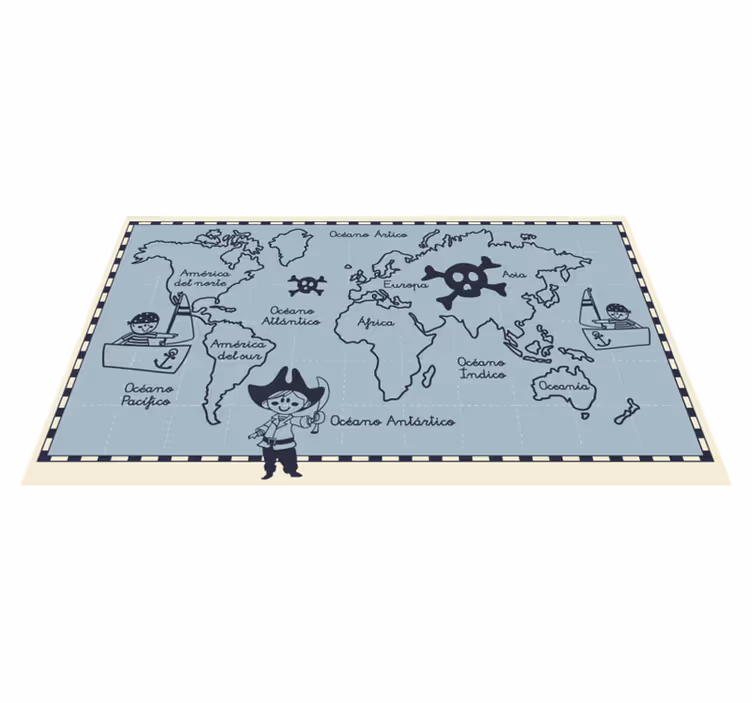 Vinilna preproga z zemljevidom sveta pirati - TenStickers