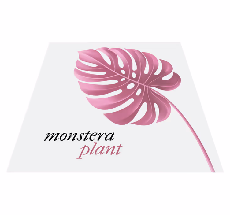 Vinilne preproge z napisom rožnata minimalistična monstera 5 - TenStickers