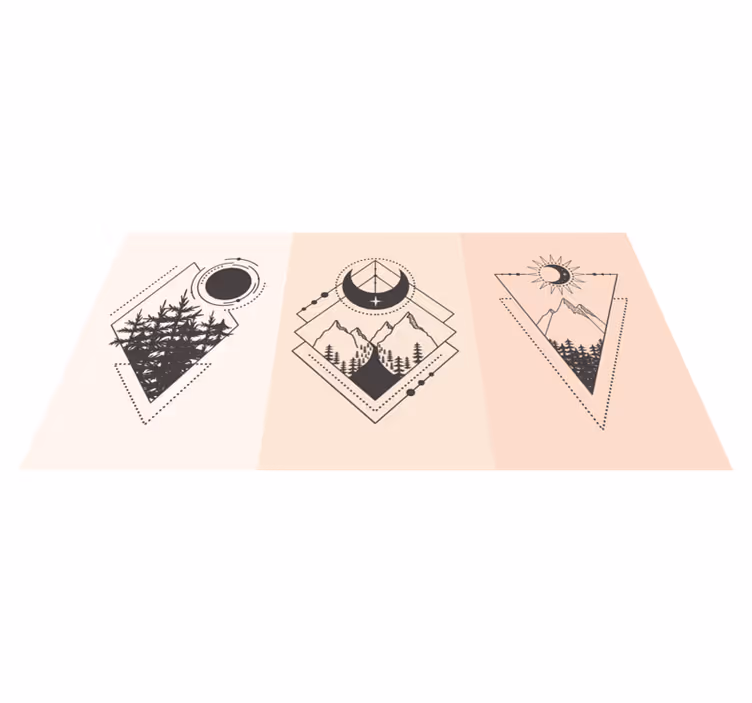 Vinilne preproge z geometrijskimi vzorci drevo in luna - TenStickers