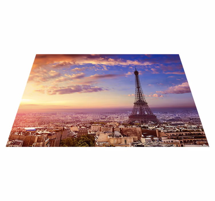 Vinilna preproga v vijolični barvi pogled na pariz - TenStickers