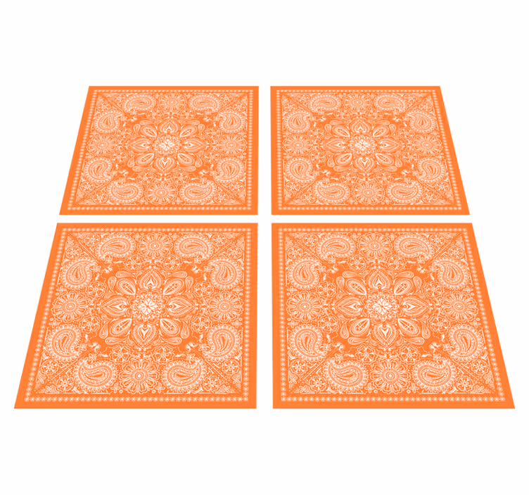 Oranžni vinilni preproga paisley ploščice - TenStickers