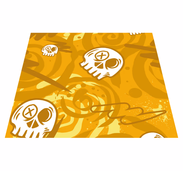 Oranžni vinilni preproga grafiti s skulli - TenStickers