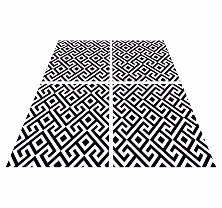 Črni vinilni preproga črno-bela zapletena geometrija - TenStickers