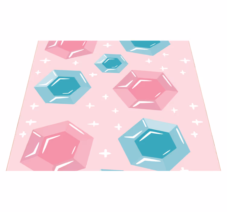 Roza vinilna preproga geometrijski dragulji v barvah - TenStickers