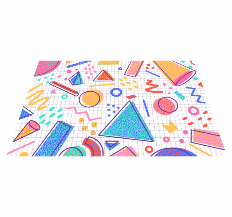Geometrijska vinilna preproga v retro memphis slogu - TenStickers