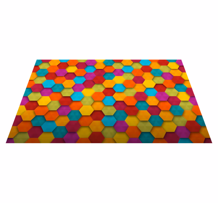 Barvita šesterokotna geometrijska vinilna preproga - TenStickers
