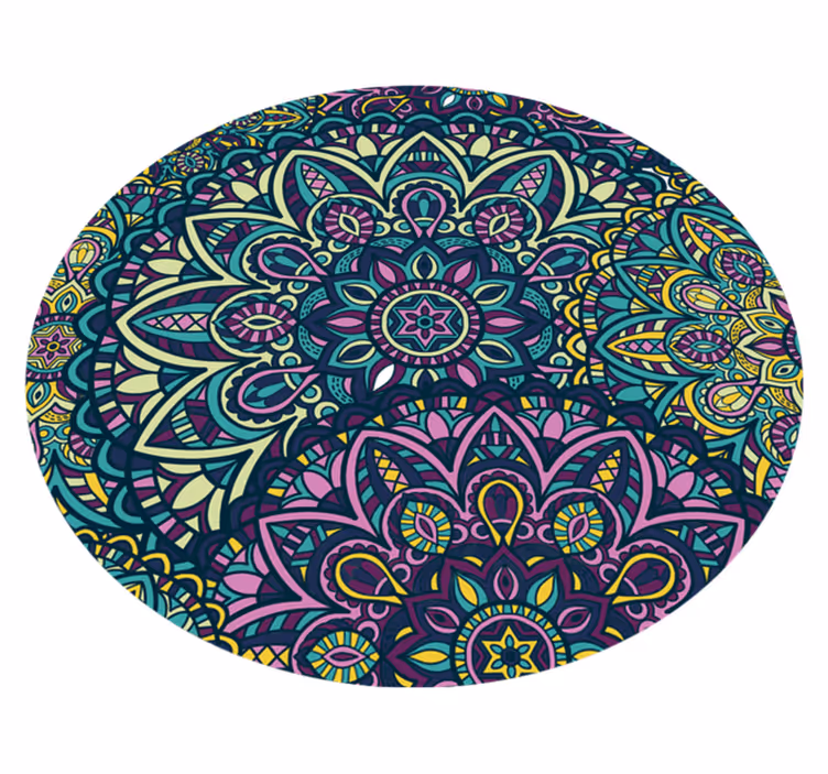 čudovita okrogla kompozicija mandala vinilna preproga - TenStickers