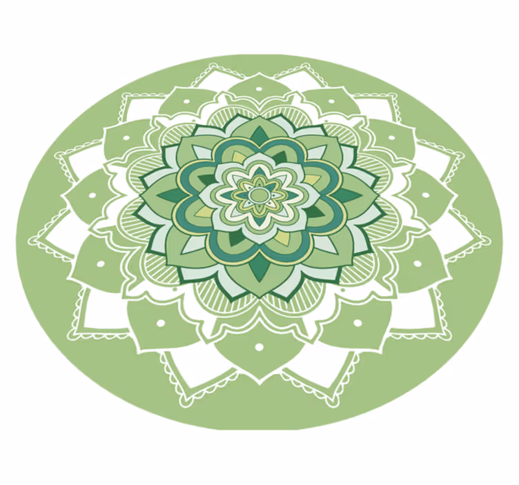 Zelena cvetna mandala vinilna preproga - TenStickers