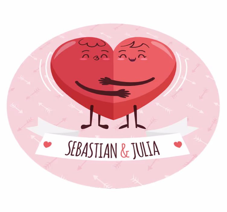 Prilagojena ilustracija srca Vinilna preproga z imeni - TenStickers
