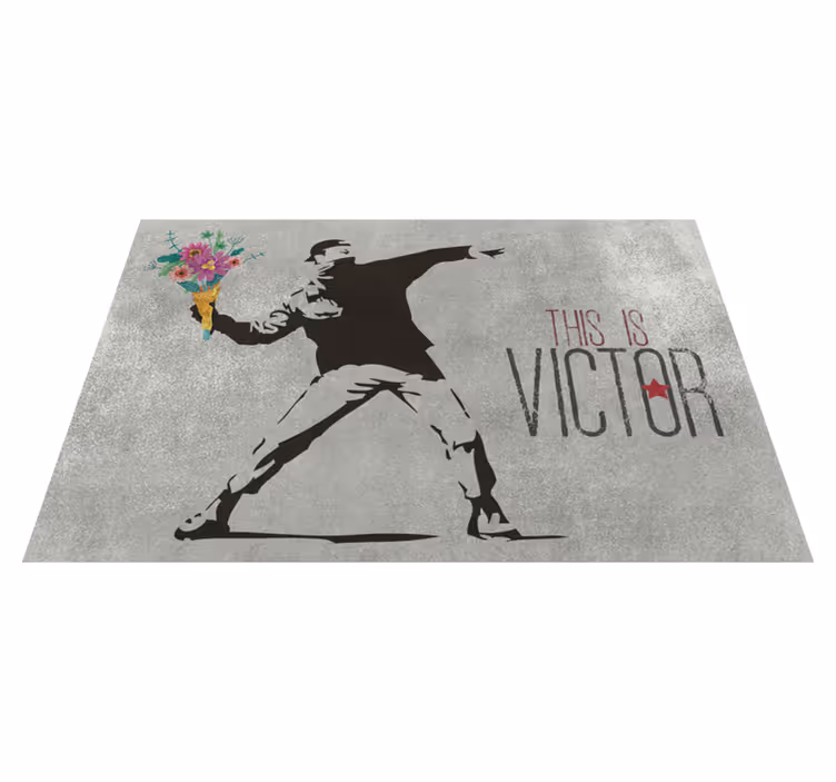 Bansky cvetni šopek vinilna preproga z imenom - TenStickers