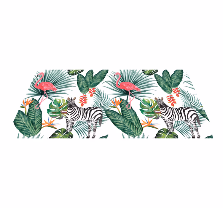 Flamingo & zebra živalska vinilna preproga - TenStickers