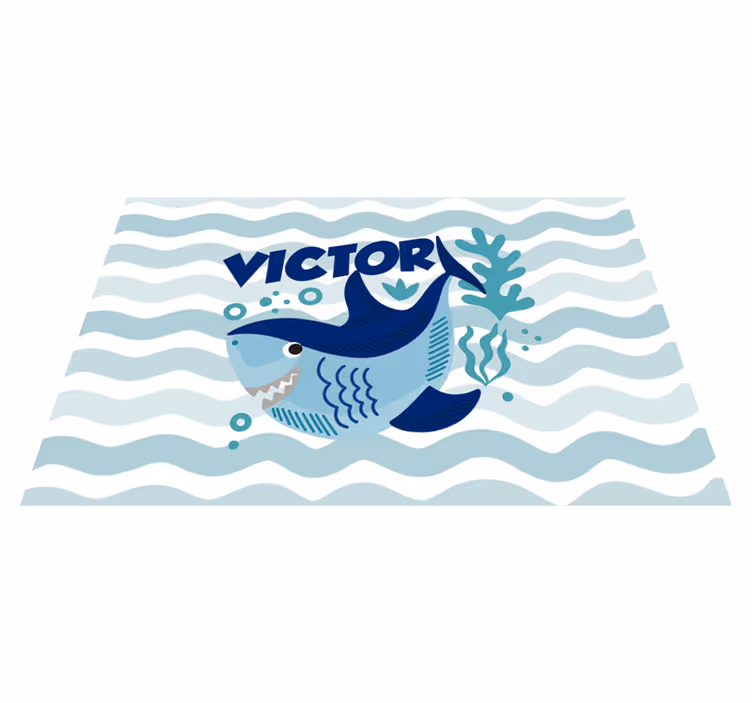 Ilustracija morskega psa po meri Vinilna preproga z imeni - TenStickers