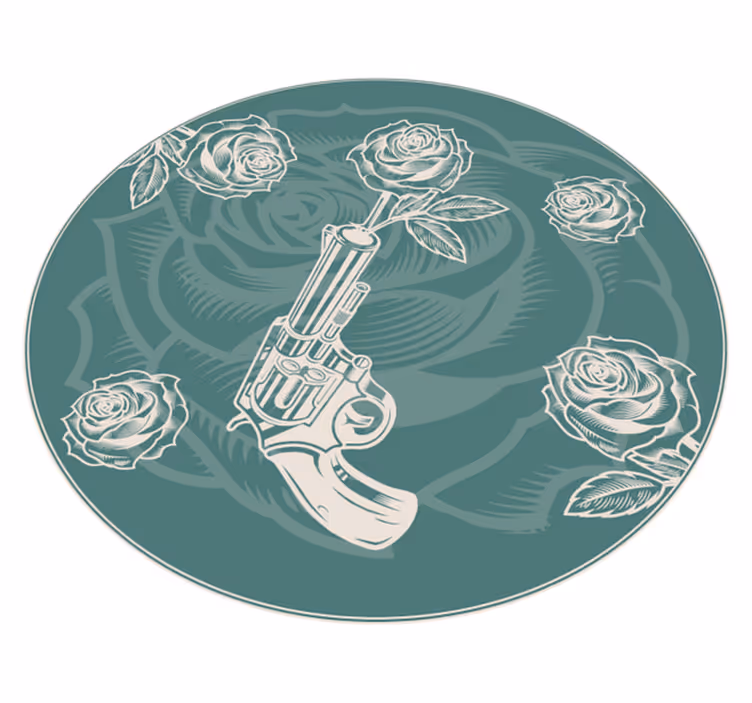 Kavbojski revolver in roza vinilna preproga za spalnico - TenStickers