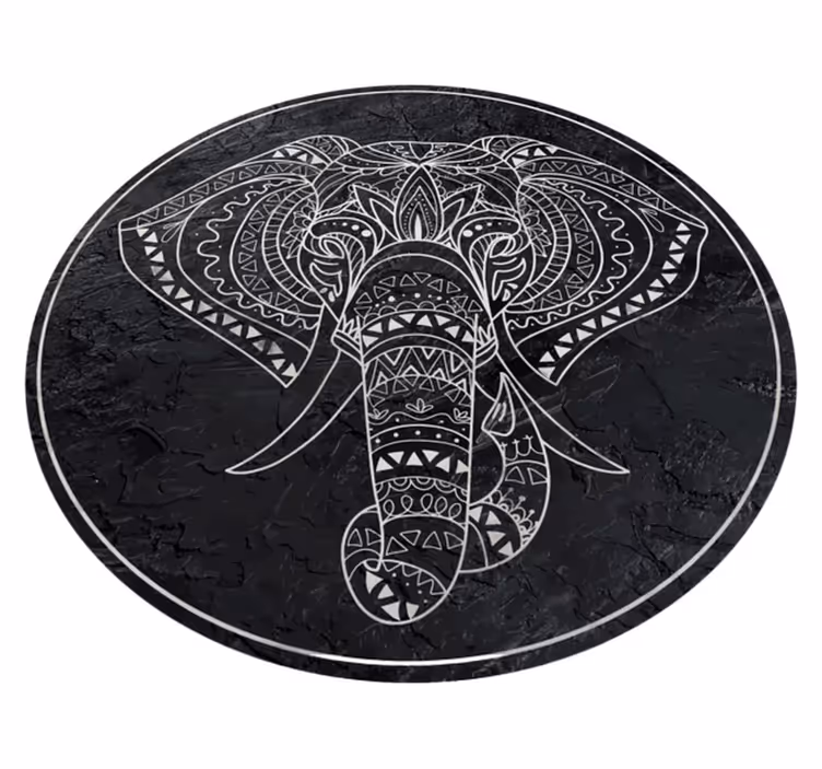 Slon v obliki marmornate teksture mandala preproga - TenStickers