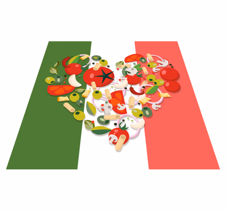Italijanska hrana zastava zemljevid sveta preproga - TenStickers