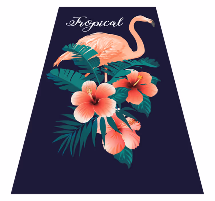 Tropska preproga flamingo črna živalska - TenStickers