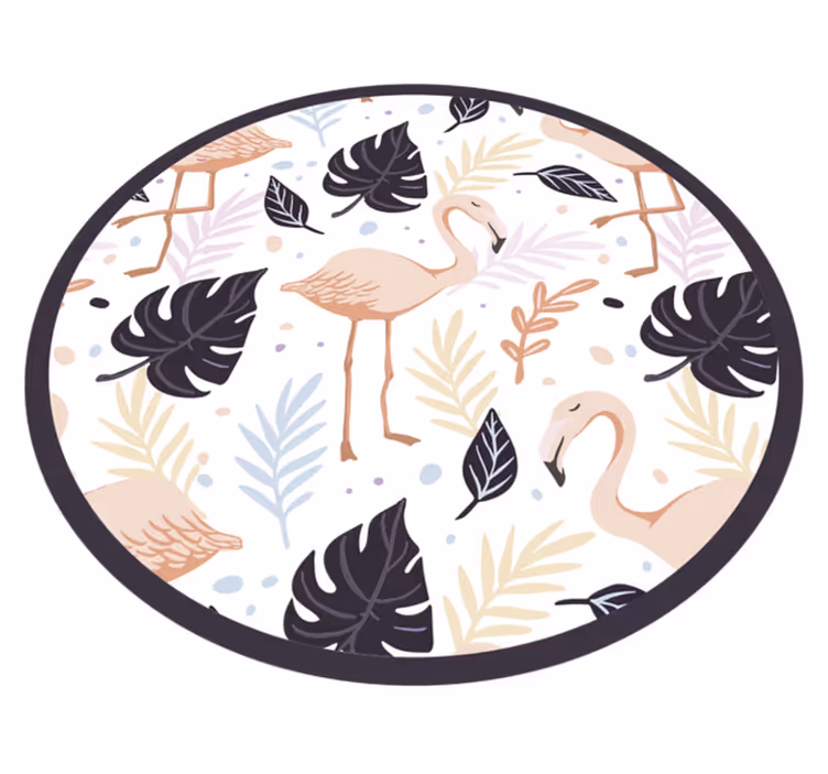 Cvetlični flamingo krog Tepih z živalskim potiskom - TenStickers