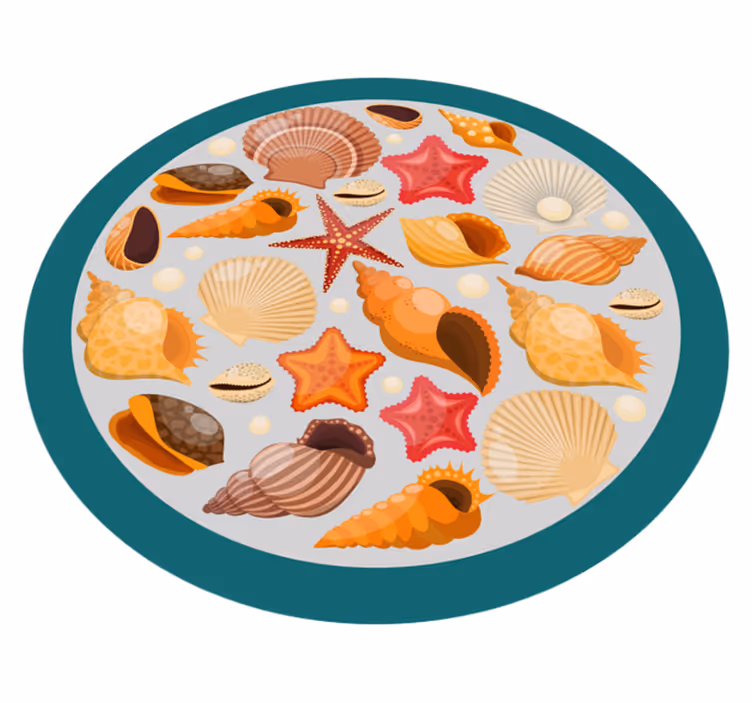 školjke na preprogi na plaži - TenStickers