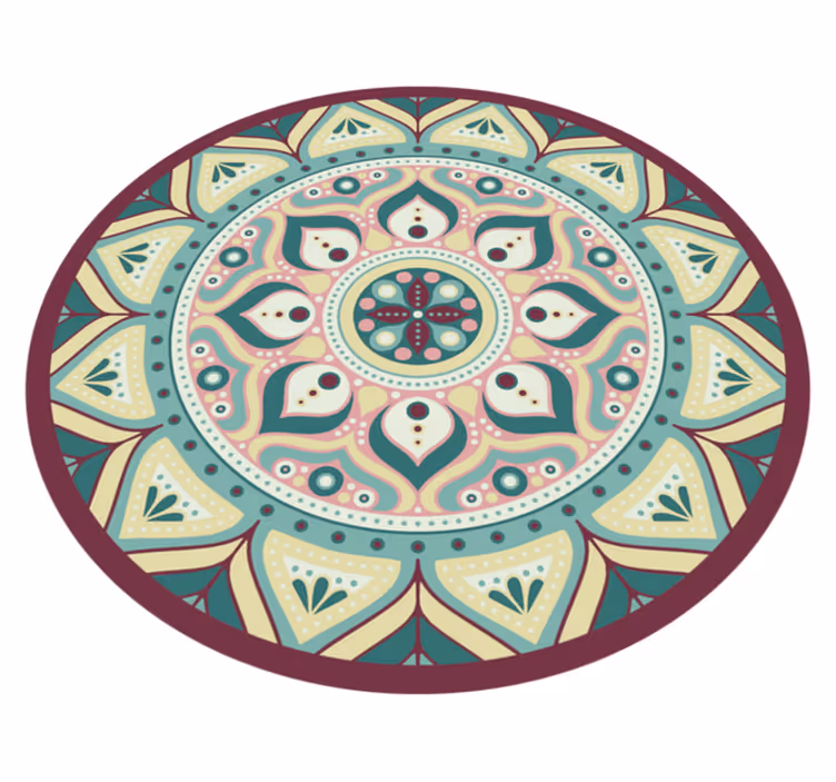 Okrogla vinil preproga mandala večbarvna - TenStickers