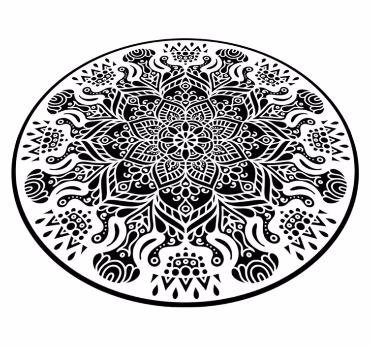 črno-bela preproga mandala - TenStickers