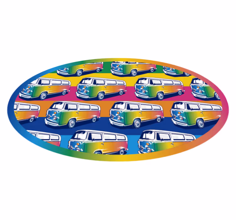 Retro hippie van teen vinil preproga - TenStickers